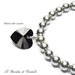 Bracciale con perle grigie e cuore di cristallo Swarovski nero argento fatto a mano - Primula