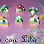 LOTTO 4 FETTE TORTA CIONDOLI IN FIMO RAINBOW