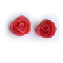 Orecchini rose rosse a perno realizzate a mano in porcellana fredda