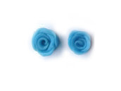 Orecchini rose blu turchesi a perno realizzate a mano in porcellana fredda