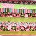 set  2 tovagliette americane patchwork multicolore verde, rosso, giallo, rosa, marrone bordate in rosso scuro 