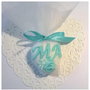 segnaposto matrimonio, confetto decorato in tiffany