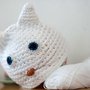 Cappellino in cotone a forma di gattino bianco per neonato circonferenza cm 38