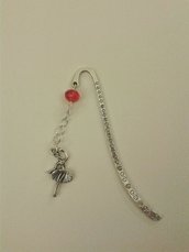 Segnalibro argento con ballerina e pietra rossa