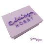 Cofanetto in legno lilla con decorazione in fimo logo "Misshobby"