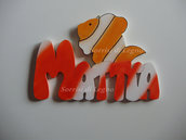 Nome Mattia in legno colorato con pesce