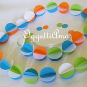 Ghirlanda di cerchi di carta colorati: azzurro, verde e arancio per la tua festa!