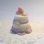 Minicake in pasta di zucchero, segnaposto, bomboniera matrimonio, fiori e cuori
