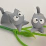 Orecchino handmade polymer gatto grigio