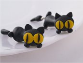 Orecchino handmade polymer gatto occhi gialli