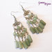 Orecchini chandelier con perle e tubi di pietra dura avventurina verde