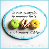 Magnete da Frigo "Aforisma su dieta e cibo" frasi simpatiche idea regalo fimo cernit kawaii calamita azzurro