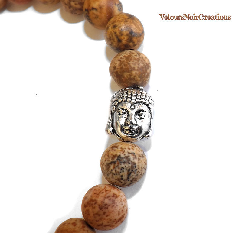 Set Gioiello Uomo Con Collana E Bracciale In Pietra Diaspro Naturale 8mm – Acciaio Inox, Grigio E Nero