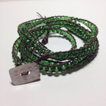 Bracciale In Malachite Naturale Con Sfere Da 6 Mm, Lunghezza 18 Cm, Elastico, Fatto A Mano, Confezione Regalo In Organza - 2