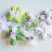 Set 30 Fiori porta confetti in stoffa fantasia a pois, quadretti e fiori lilla, celesti e verdi: una soluzione shabby chic per le vostre bomboniere