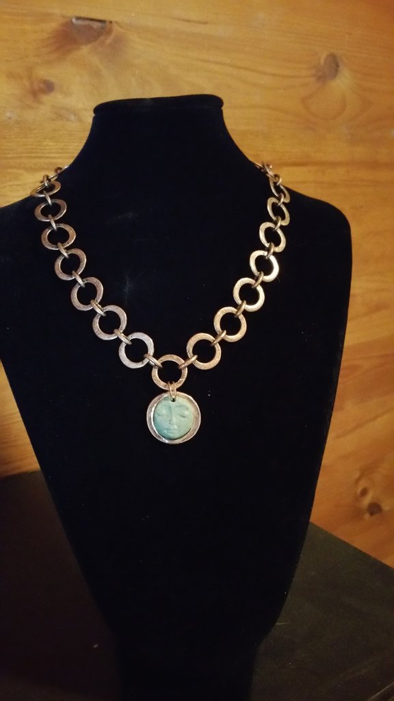 Collana girocollo con perline turchesi grezze naturali vintage