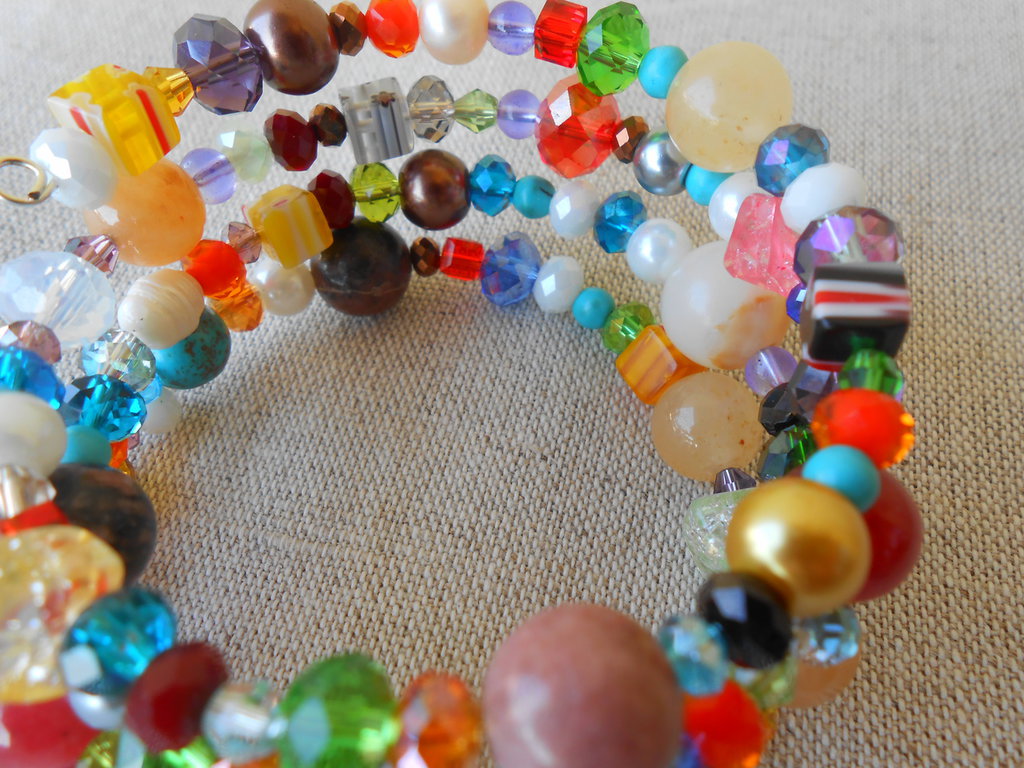 ZOSOJONA Bracciale Donna Bohémien Fatto A Mano Con Pietre Naturali - Girocollo Regolabile 5 Giri