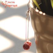 O.19.2015 - Orecchini pendenti con perle rosse - Linea Calder