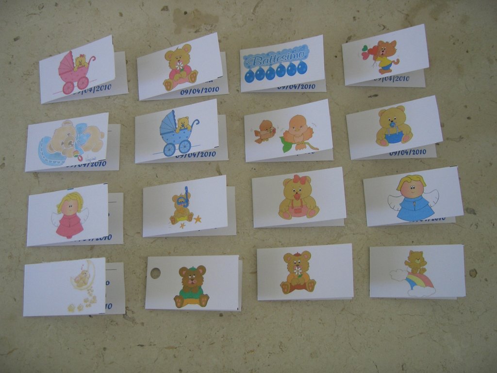 Bomboniere Nascita Battesimo: 20 Biglietti Bianchi 9,2x2,5 Cm Da Stampare O Scrivere, Su Foglio A4