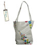 Borsa shopping bag con stampa a fiori crochet