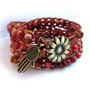 Bracciale Wrap bracelet mychau 3 giri Chan Luu Style donna pietra Rosso cuoio naturale