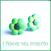 Orecchini Perno "Margherite Verde" fiore kawaii fimo cernit idea regalo donna bambina Estate estivi NATALE 2015