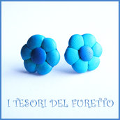 Orecchini Perno "Margherite Blu azzurro" fiore kawaii fimo cernit idea regalo donna bambina Estate estivi NATALE 2015