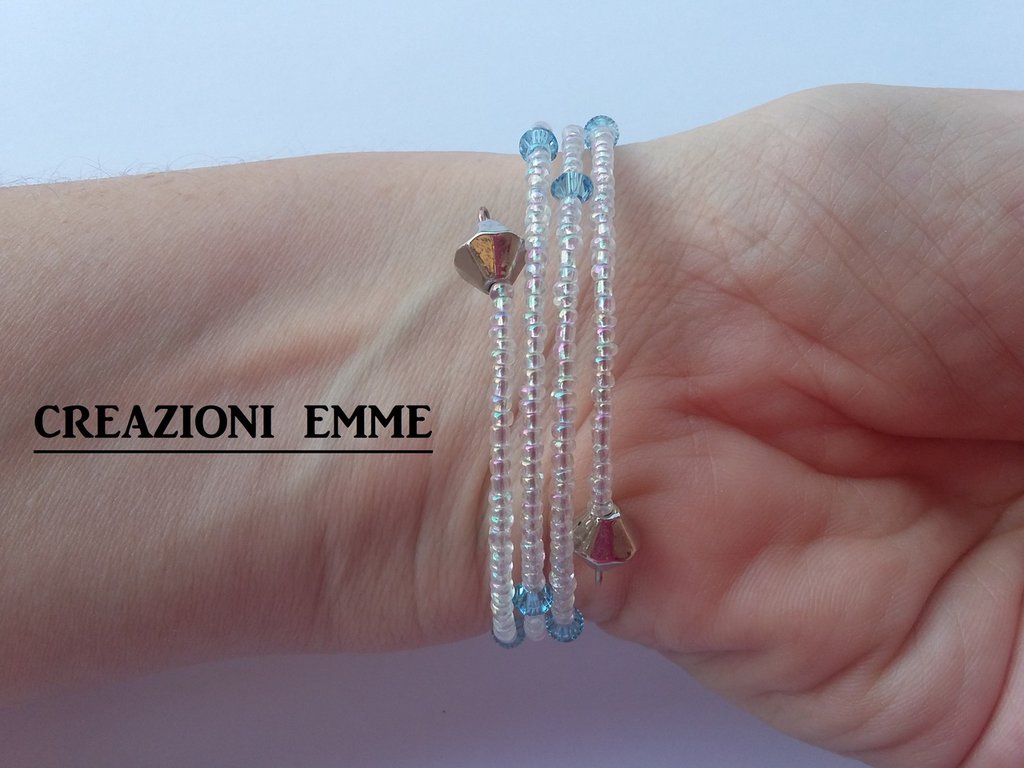 Avalaya - Braccialetto flessibile con perline color argento, lunghezza