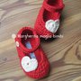 Scarpine ballerine rosse con cuore fatte mano all'uncinetto in pura lana