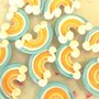 Novità - fimo -Un CIONDOLO ARCOBALENO e NUVOLE stile kawaii per braccialetti, orecchini, scrapbooking, barattoli