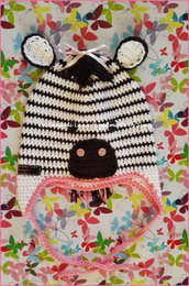 Cappellino a uncinetto a forma di Zebra per bambino o bambina