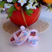 Scarpina neonata fatta a mano realizzata in lana merino multicolor