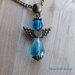 Collana stile vintage  in bronzo con ciondolo angelo custode azzurro 