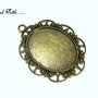 Base per cammeo/cabochon ovale filigranato color bronzo (6.1x4.5cm) (cod.10485)