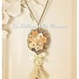 Collana lunga shabby chic con cabochon realizzato a mano