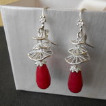 Pendenti Tibetano Argento Con Pietra Turchese Blu E Rossa  Nova