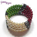 Bracciale armonico con perle tonde, tricolore bianco rosso e verde