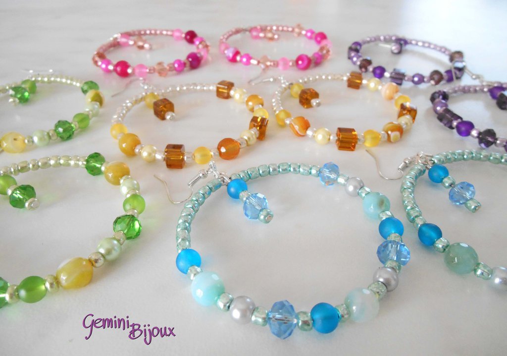 Orecchini Di Bigiotteria Perline Perle Grandi A Cerchio Donna Stock - Foto 3