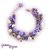 Bracciale a grappolo con fiori di fimo viola e perle, fatto a mano