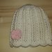 Cappello 6-9 mesi in pura lana bianco con fiore rosa
