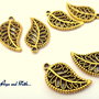 Charm ciondolo  "Foglie oro" (18x10mm) (cod.28808)