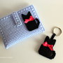 Borsellino Porta tessere lilla con gatto nero fatto a mano
