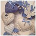 Cuore/fiocco nascita  8 cuori  azzurro con farfalla bianca 