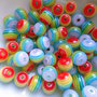 65pz - Lotto perla fine serie perle rainbow arcobaleno resina mm 7
