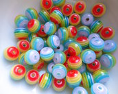 65pz - Lotto perla fine serie perle rainbow arcobaleno resina mm 7