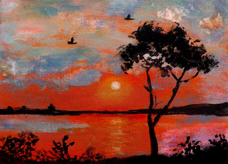 quadri con mare mosso in un tramonto da sogno