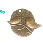 1 charm  medaglione uccellini 29 x25mm bronzo 