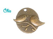 1 charm  medaglione uccellini 29 x25mm bronzo 