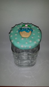 barattolo vetro decorato in fimo cupcake