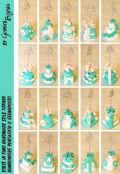 Bomboniera, Portafoto, Segnaposto in fimo Wedding Cake Tiffany blue